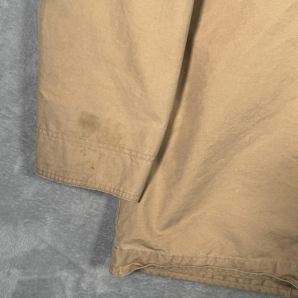 LL Bean Coat Mens 2XL Beige Canvas Barn‎ Work Jacket Corduroy Collar Logo *FLAW - Picture 10 of 11